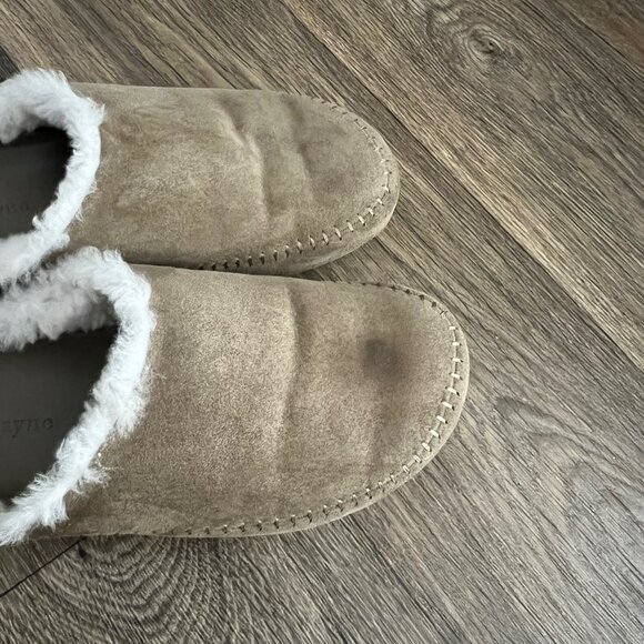 JENNI KAYNE Shearling-Lined Moc Clog Suede in Laurel Green Size 39 Size 9 - Picture 13 of 16